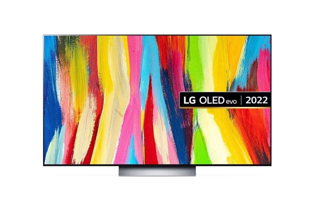 LG OLED TV 77 Inch C2 Series, Cinema Screen Design 4K Cinema HDR webOS Smart ThinQ AI Pixel Dimming, Front view , OLED77C26LA