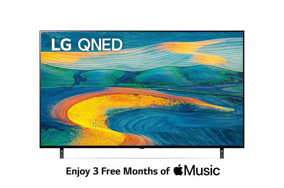 LG QNED7S, A front view of the LG QNED TV with infill image and product logo on, 75QNED7S6QA