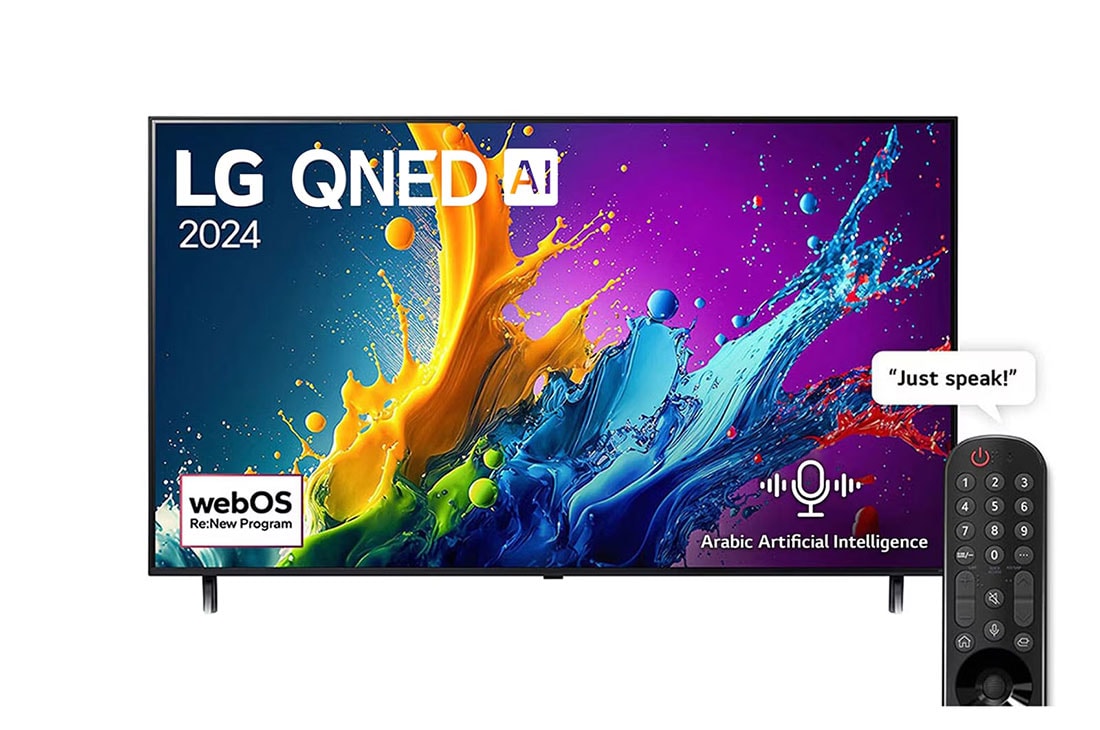 LG 55 Inch LG QNED AI QNED80T 4K Smart TV AI Magic remote HDR10 webOS24 - 55QNED80T6B (2024), 55QNED80T6B