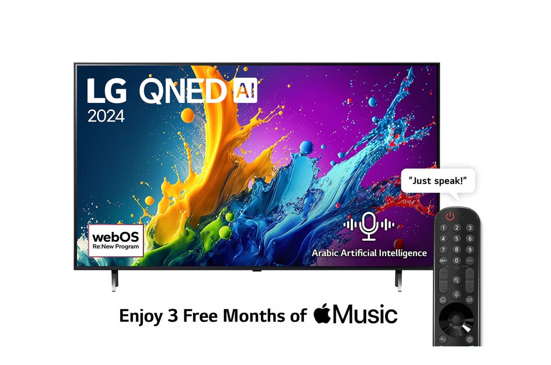 LG 65 Inch LG QNED AI QNED80T 4K Smart TV AI Magic remote HDR10 webOS24 - 65QNED80T6B (2024), 65QNED80T6B