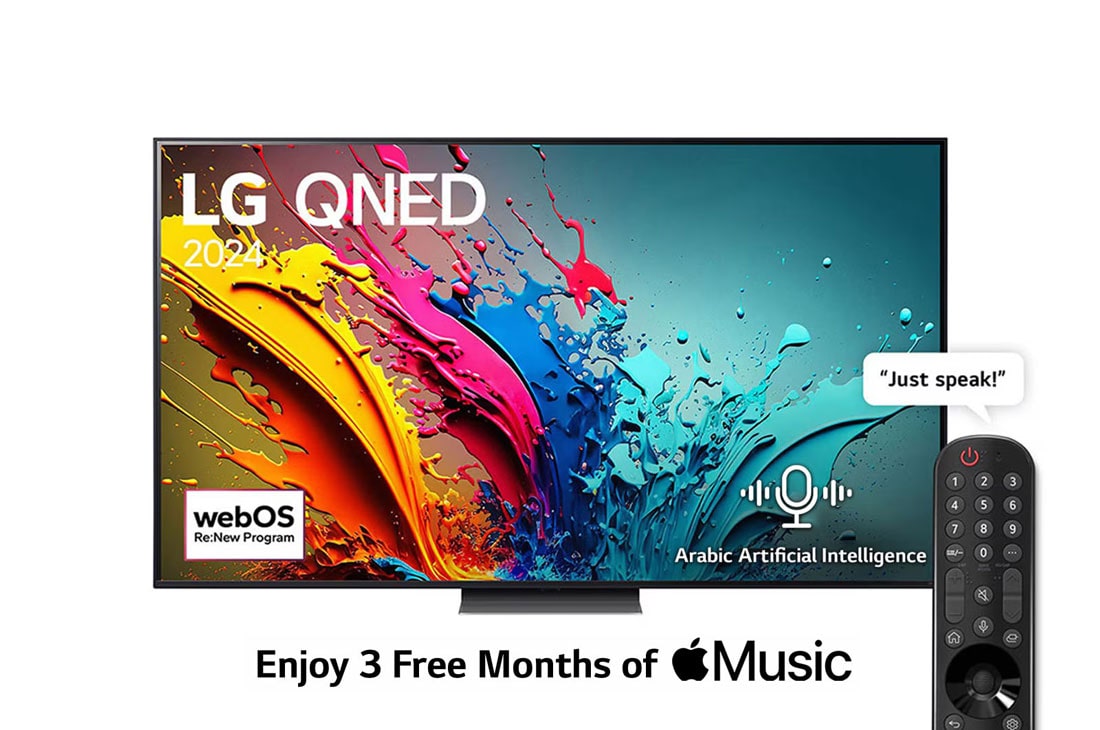 LG 65 Inch LG QNED QNED86 4K Smart TV AI Magic remote HDR10 webOS24 - 65QNED86T6A (2024), Front view , 65QNED86T6A