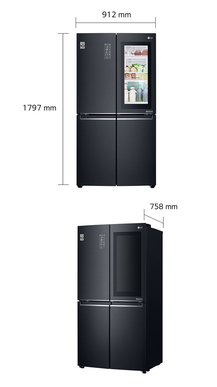 lg side by side refrigerator size