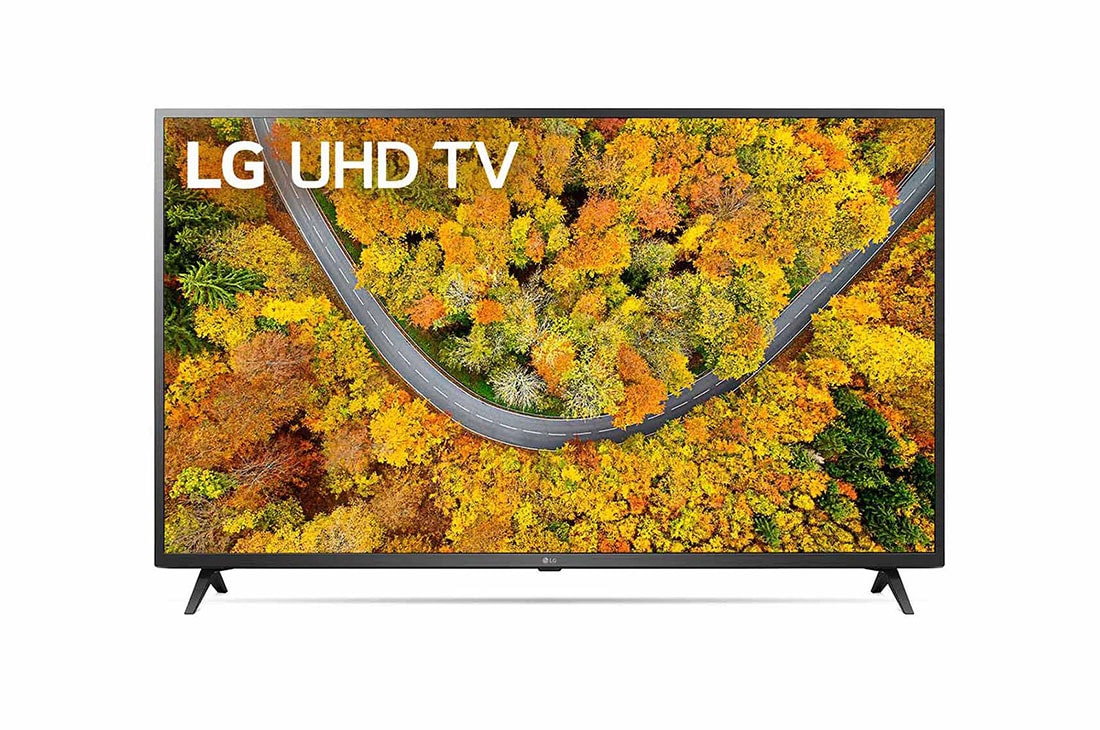 LG UP7550 55'' UHD 4K TV, front view with infill image, 55UP7550PTC