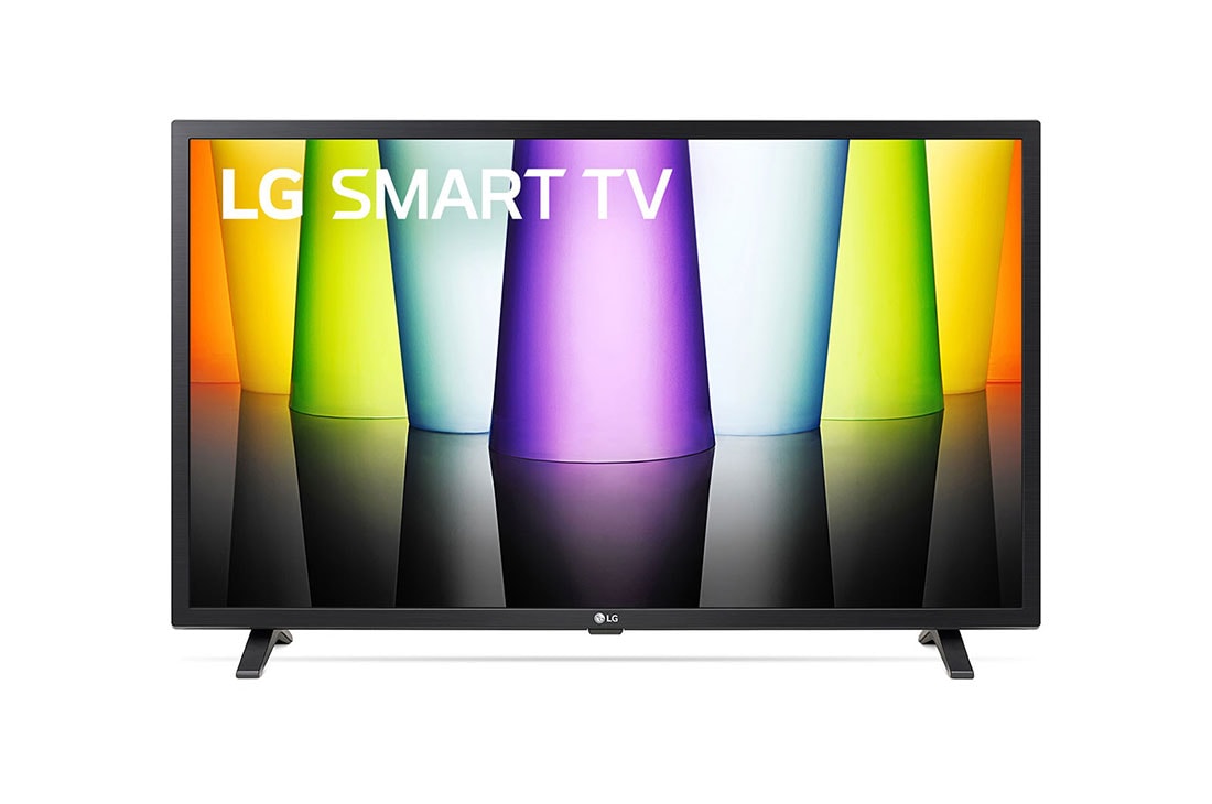 LG LQ63 32'' Smart HD TV, A front view of the LG Full HD TV with infill image and product logo on, 32LQ630BPSA