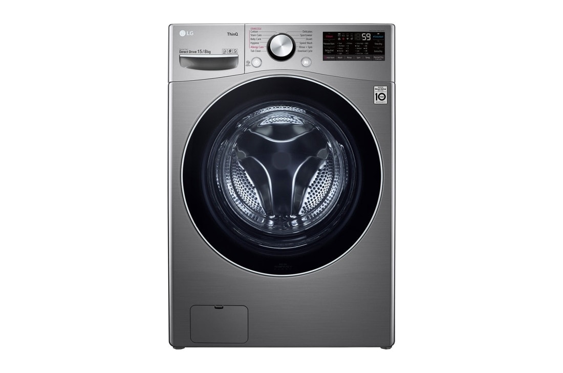 LG Front Load Washer Dryer with AI Direct Drive™, 15/8KG, Front view, F2515RTGV