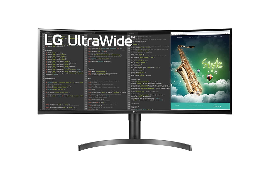 LG 35 in „UltraWide™“ QHD HDR VA lenktas monitorius, vaizdas iš priekio, 35WN75C-B