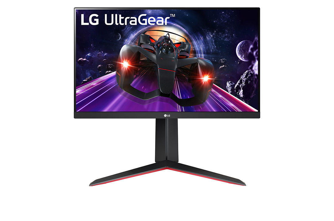 LG 23,8 col. „UltraGear™ Full HD IPS 1ms (GtG)“ žaidimų monitorius, vaizdas iš priekio, 24GN65R-B
