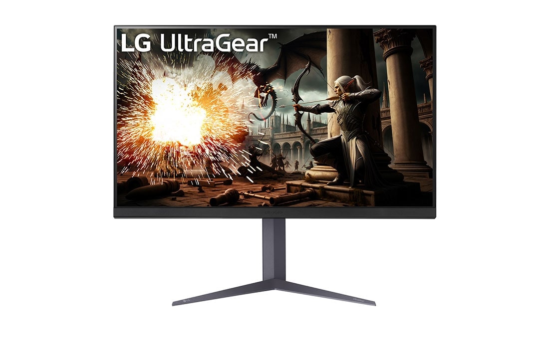 LG 32 colių „UltraGear™“ QHD IPS 180 Hz žaidimų monitorius | 1 ms (GtG), „DisplayHDR™ 400“, front view, 32GS75Q-B