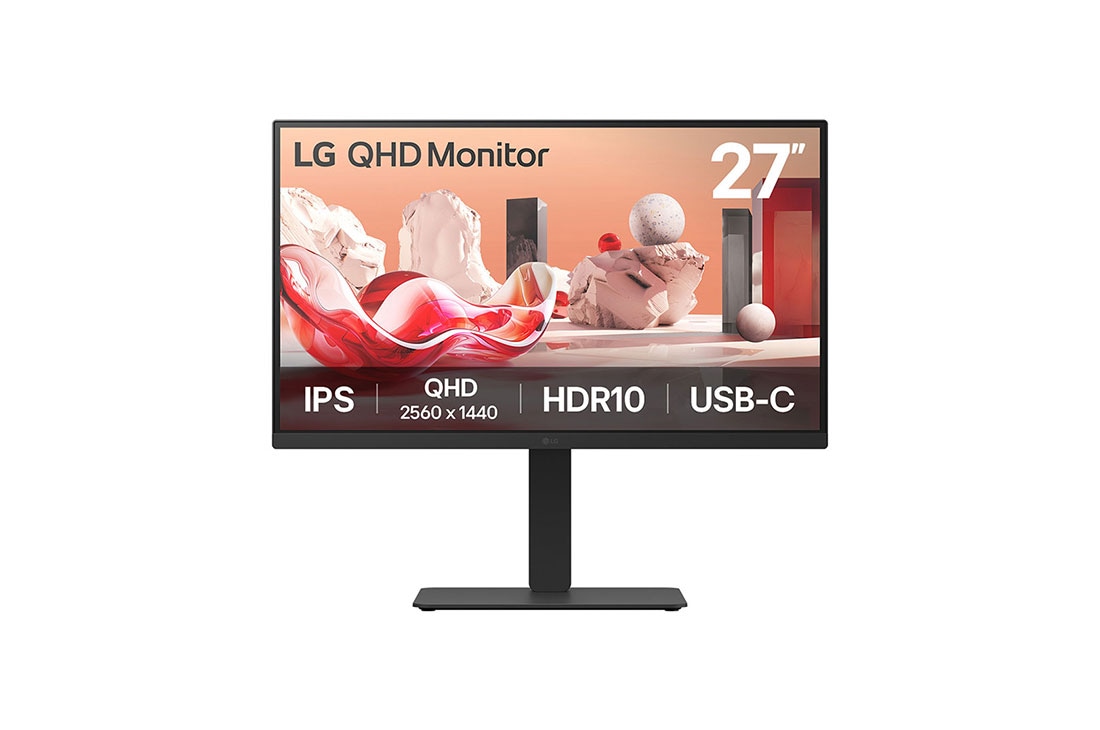 LG 27 in QHD IPS monitorius su USB-C ir nuosekliojo jungimo funkcija, front view, 27BA75QB-B