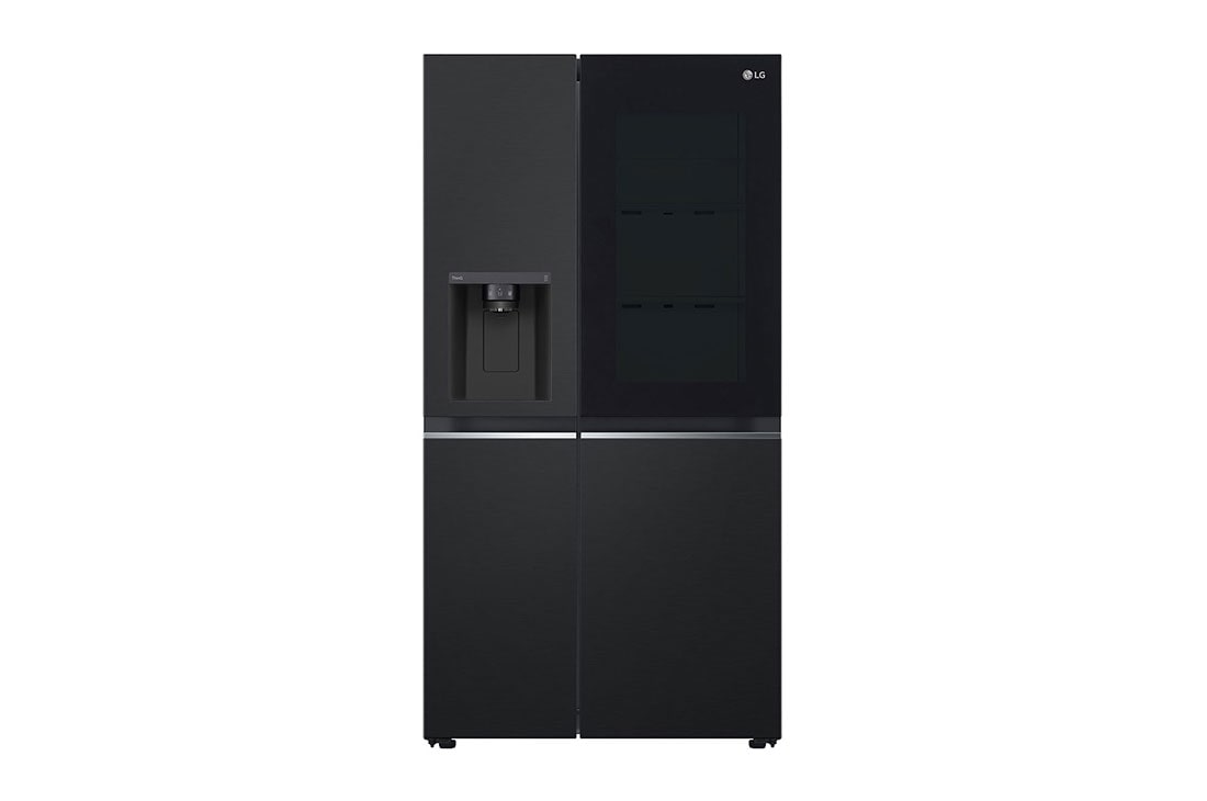 LG  LG InstaView Side by side šaldytuvas | 1.79m | 635L | Juoda | E klasė | Door Cooling | Fresh Balancer | GSGV81EPLL, Front view , GSGV81EPLL