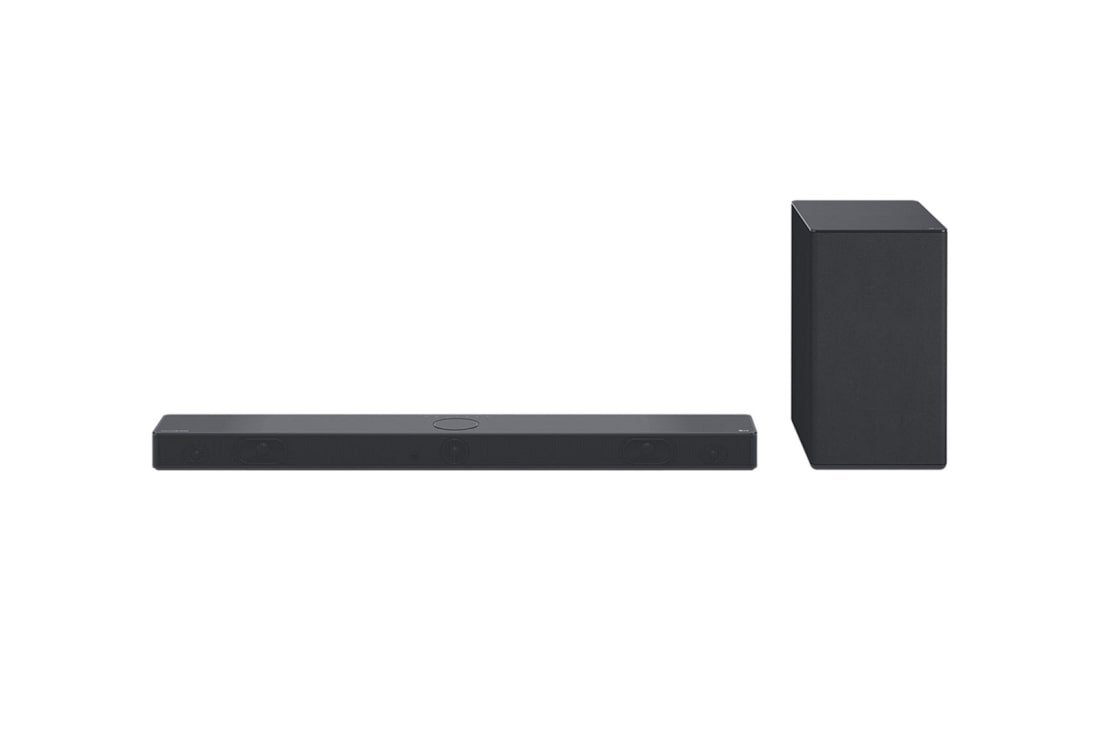 LG Soundbar SC9S, Horizontaliojo garsiakalbio („sound bar“) ir žemų dažnių garsiakalbio vaizdas iš priekio, SC9S