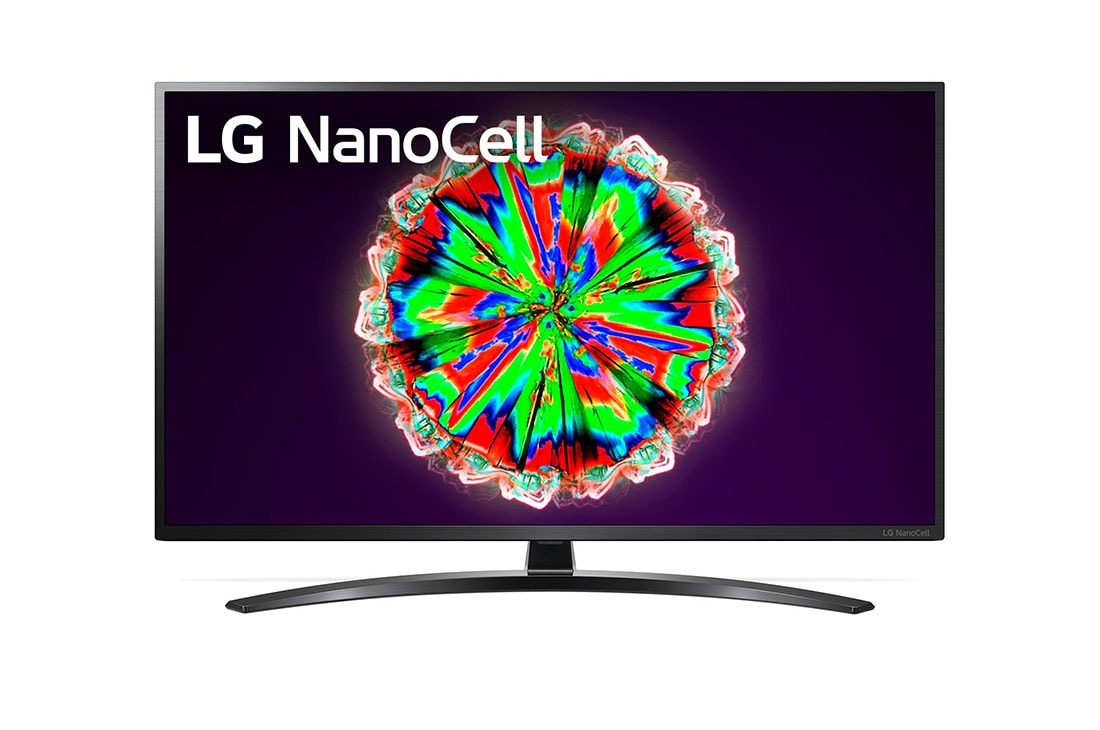 LG 43 colių NanoCell“ 4K televizorius su „AI ThinQ“ ir garso technologija „Ultra Surround“, vaizdas iš priekio su papildomu vaizdu, 43NANO793NE