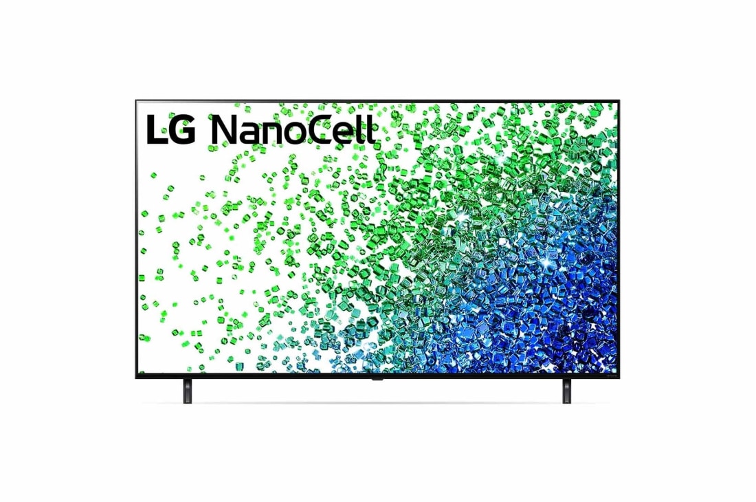 LG 65 colių NanoCell 4K teler koos protsessor α7 ja helisüsteem Dolby Atmos, LG „NanoCell“ TV vaizdas iš priekio, 65NANO803PA
