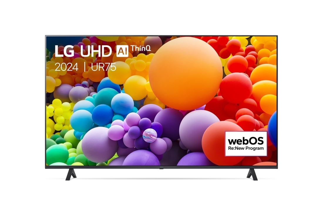 LG UHD UR75 55 colių 4K išmanusis televizorius, 2024 m., LG UHD TV vaizdas iš priekio, 55UR75003LK