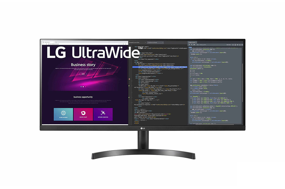 LG 34 collu UltraWide™ monitors, skats no priekšpuses, 34WN750P-B
