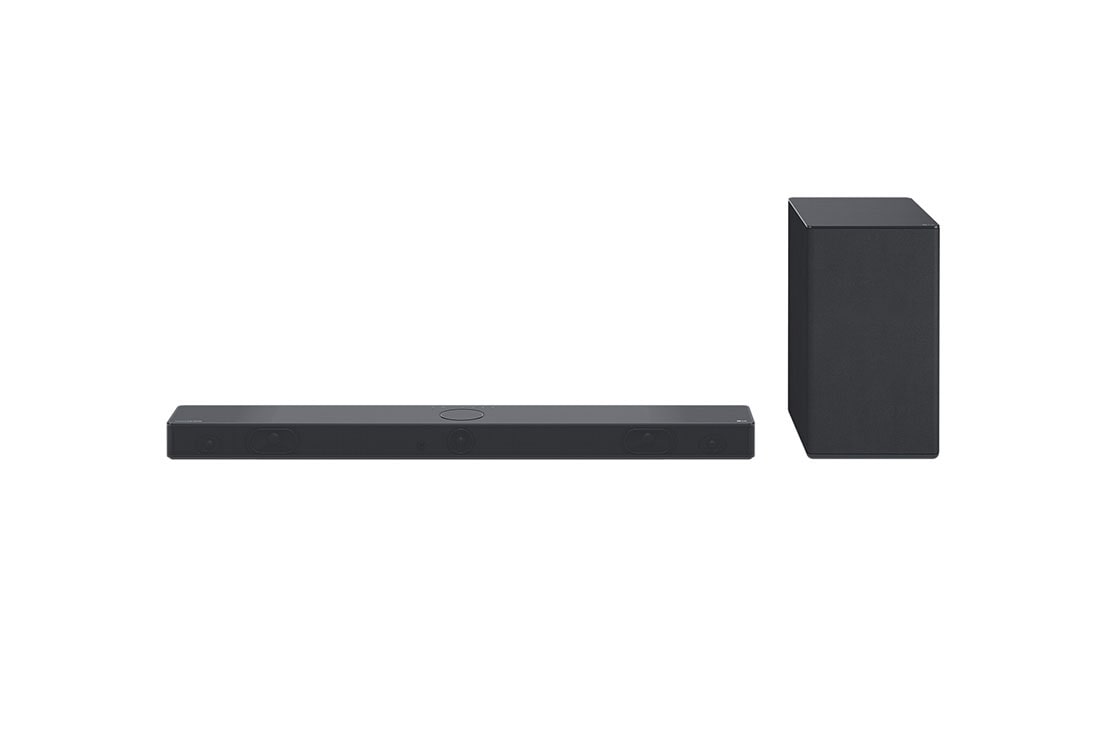 LG Soundbar SC9S, Skats uz Sound Bar un zemfrekvences reproduktoru no priekšpuses, SC9S