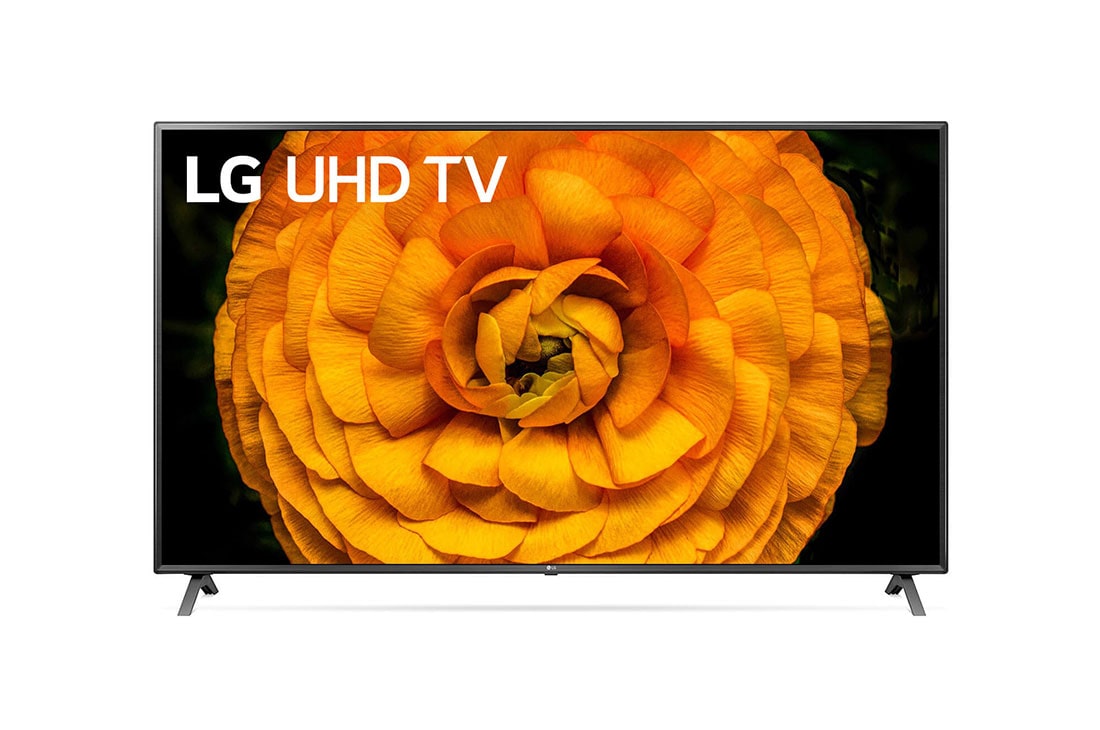 LG  75 collu UHD 4K televizors, skats no priekšpuses ar aizpildošo attēlu, 75UN85003LA