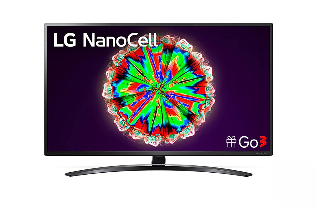 LG 50 collu NanoCell 4K televizors ar AI ThinQ un Ultra Surround skaņu, skats no priekšpuses ar aizpildošo attēlu, 50NANO793NE