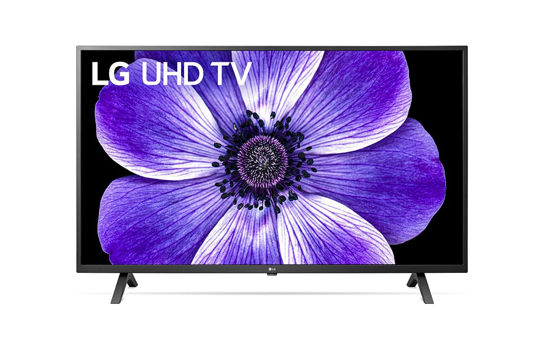 LG 65 collu UHD 4K televizors, skats no priekšpuses ar aizpildošo attēlu, 65UN70003LA