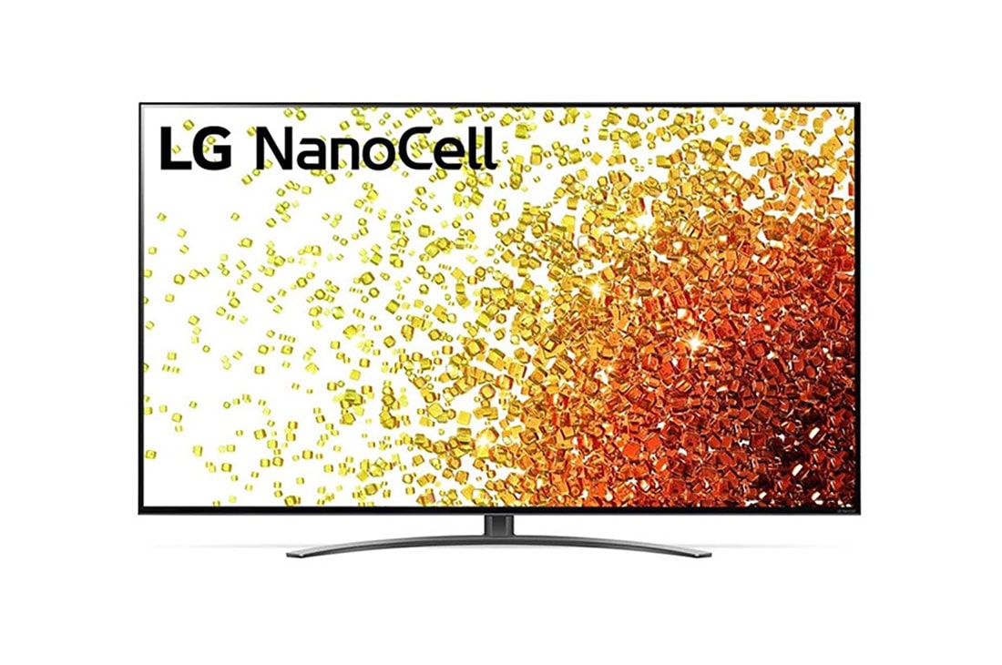 LG 75 collu NanoCell 4K televizors ar α7 procesoru un HGIG režīmu spēlēm, Skats no priekšpuses uz LG NanoCell televizoru, 75NANO923PB