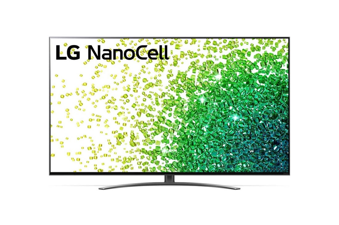 LG 86 collu NanoCell 4K televizors ar α7 procesoru un HGIG režīmu spēlēm, Skats no priekšpuses uz LG NanoCell televizoru, 86NANO863PA