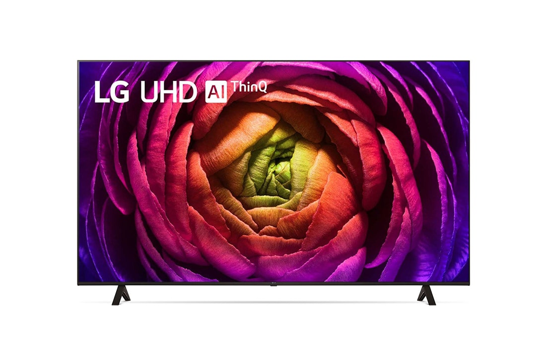 LG UHD UR76 65 collu 4K Smart TV 2023, skats no priekšpuses bez aizpildošā attēla, 65UR76003LL