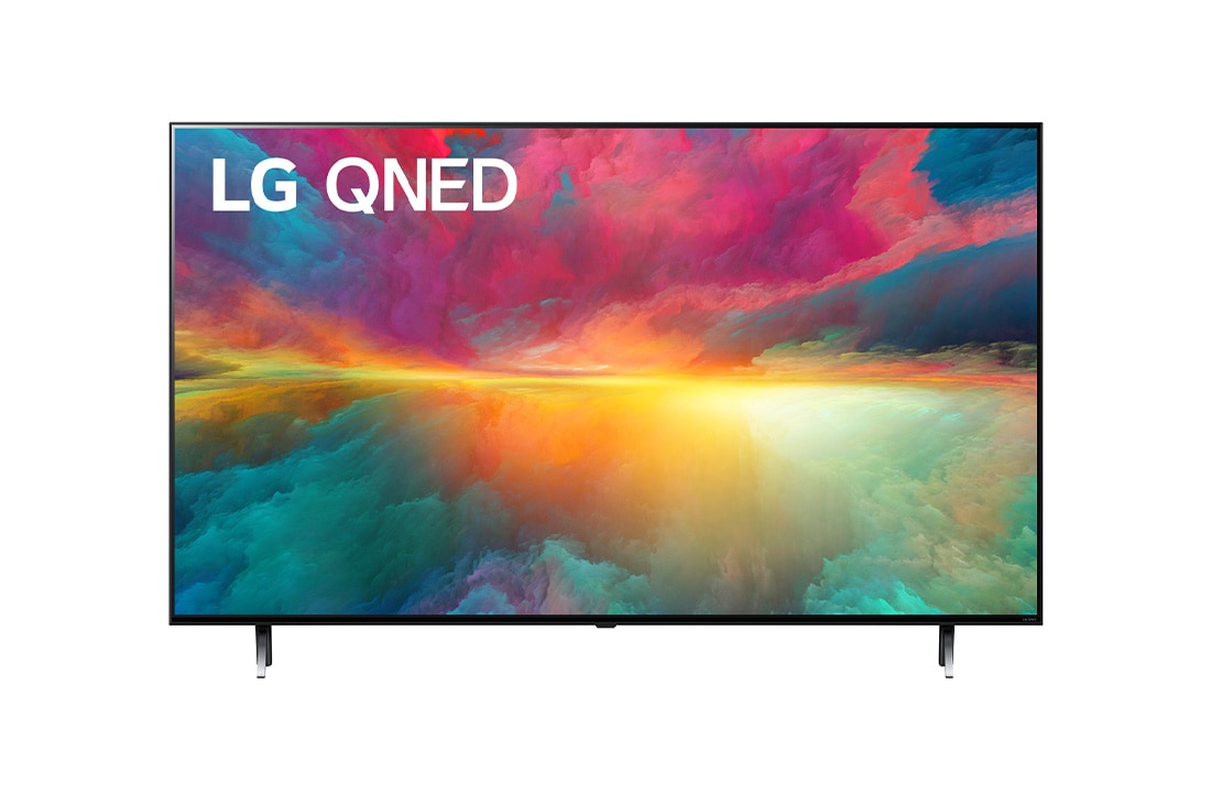 LG 65 collu LG QNED AI 4K viedtelevizors QNED77 WebOS24 2024, LG 65 collu LG QNED QNED75 4K Smart TV 65QNED75, Skats no priekšpuses uz LG QNED televizoru ar aizpildošo attēlu un produkta logotipu, 65QNED753RA, 65QNED773RB