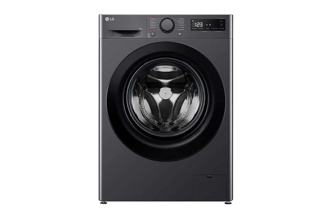 LG  LG veļas mašīna 8kg | Dziļums 475mm | A-10% | R5 sērija | Melna | AI DD™ | Steam™ | Inverter Direct Drive™, Skats no priekšas, F2WR508SBM