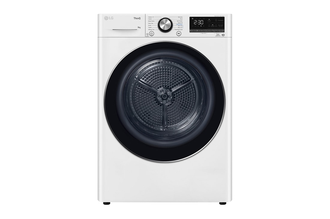 LG 9 kg veļas žāvētājs, dziļums 66cm, front view, RH90V9AV4N