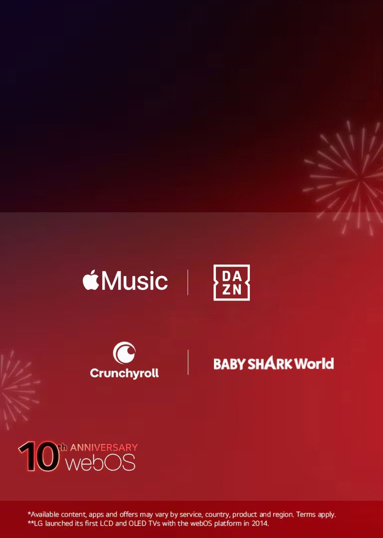 Image de la célébration des 10 ans de webOS pendant la LG Streaming Week, avec des partenaires de contenu mondiaux