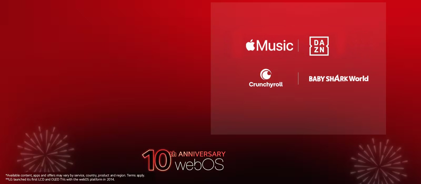 Image de la célébration des 10 ans de webOS pendant la LG Streaming Week, avec des partenaires de contenu mondiaux