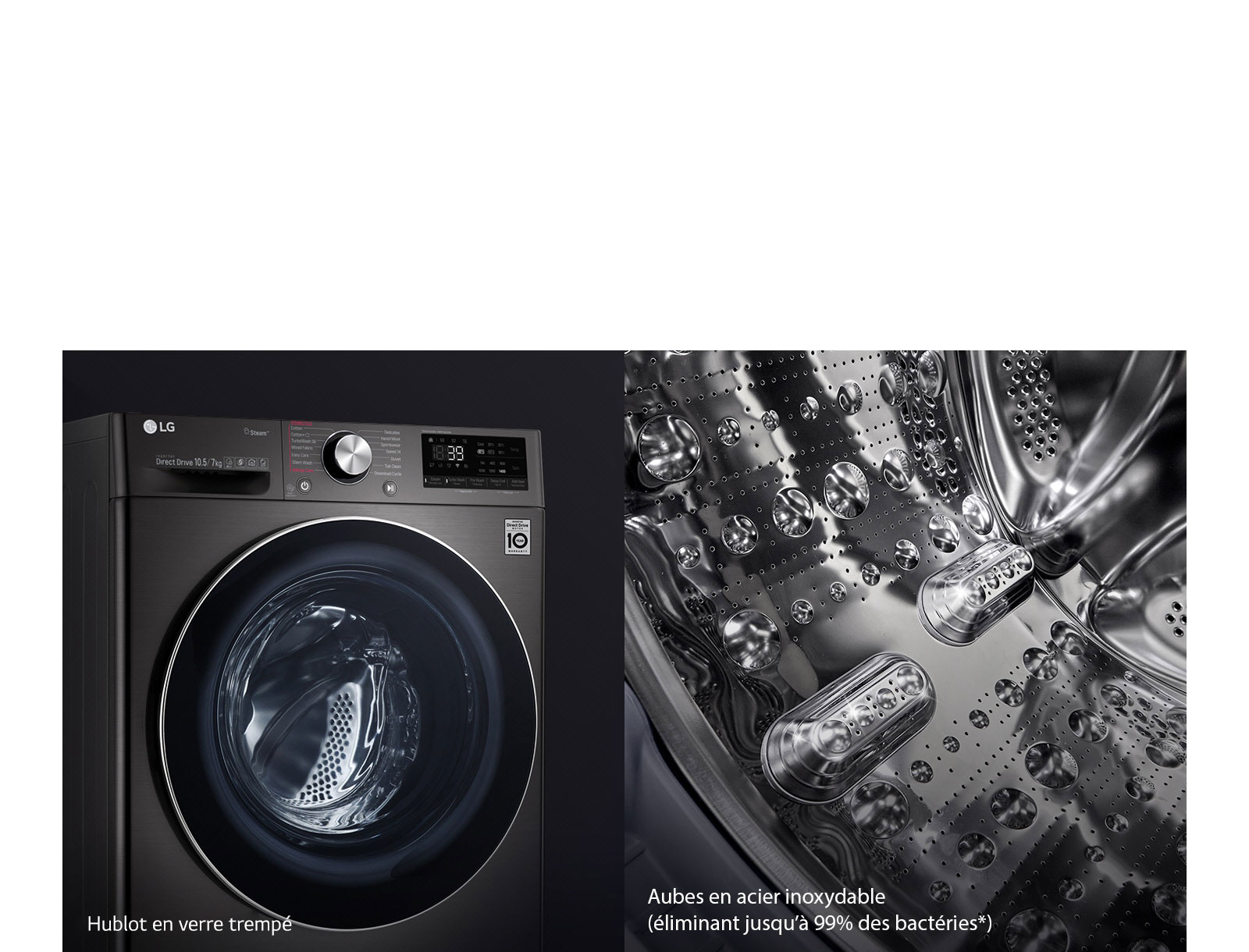 LG Lave-linge grande capacité de 17KG, Economique, silencieux et durable  grâçe au moteur direct drive, True Steam™, 10 ans de garantie sur le  moteur DD