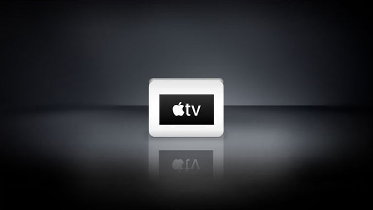 The Apple TV logo are arranged horizontally in the black background.