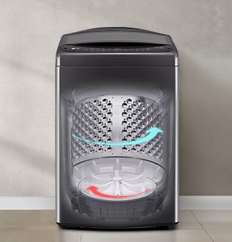 The drum inside the washing machine is showing how it is running