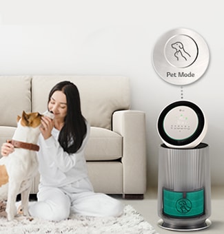 The person with the pet looks happy and the pet mode of the product is working