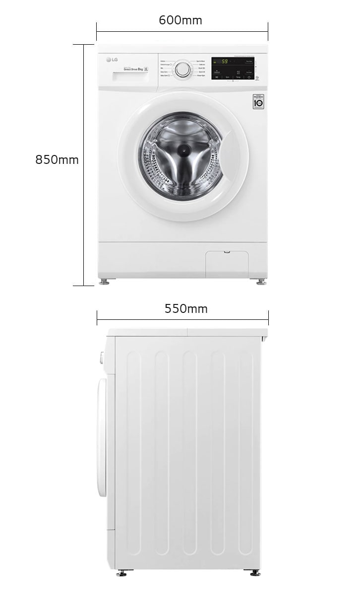 8kg washing machine size