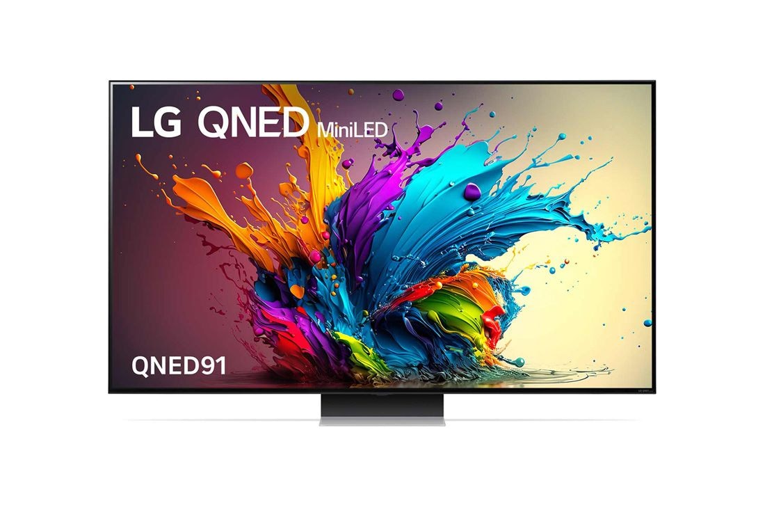LG [RENTAL] LG QNED91 Mini-LED 75 inch 120Hz Dolby Vision & HDR10 4K UHD Smart TV (2024), Front view of QNED90 with LG QNED MiniLED and 2024 on screen, 75QNED91TSA