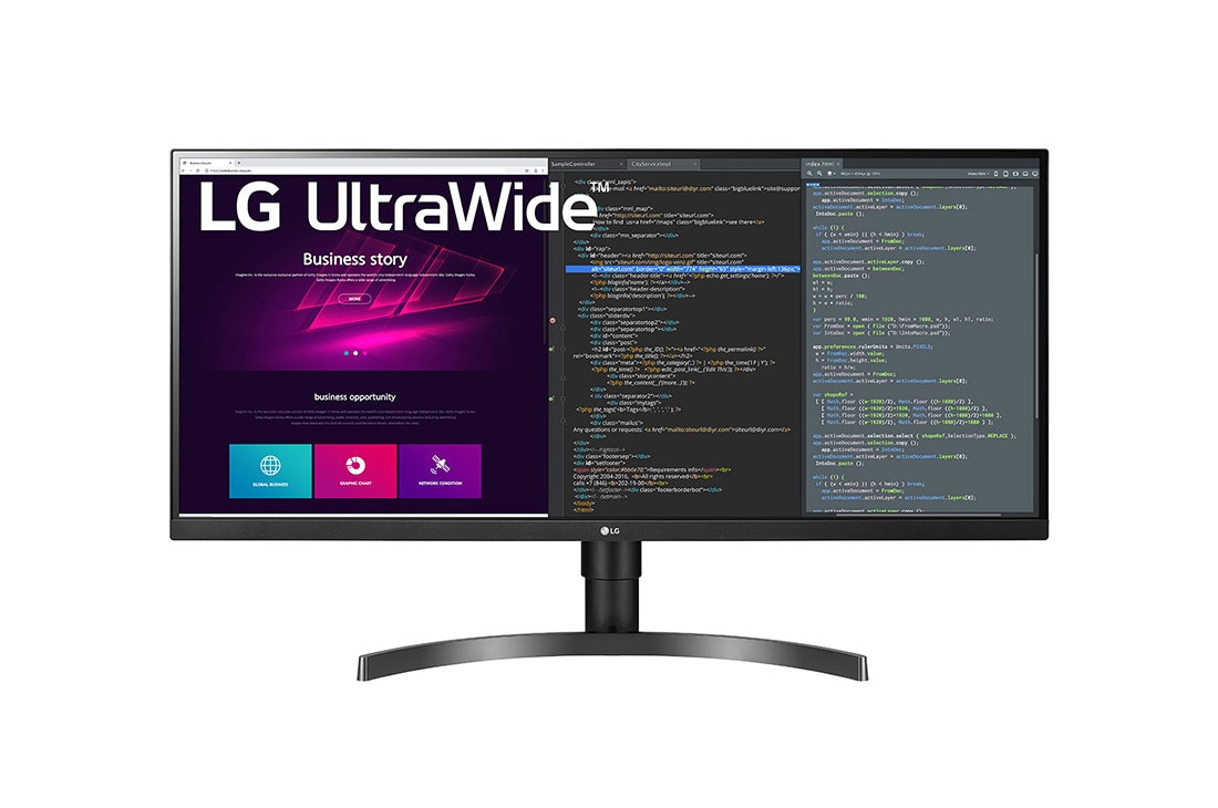 LG 34'' UltraWide™ QHD (3440 x 1440) IPS-monitor, Vooraanzicht, 34WN750P-B