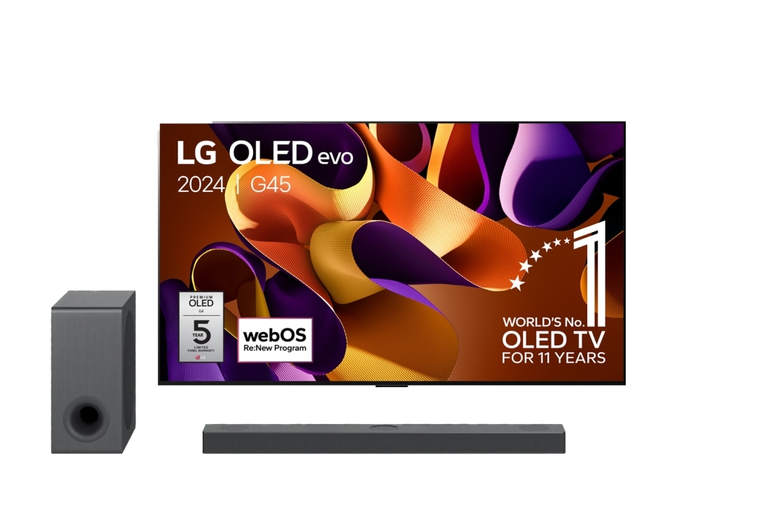 LG 55 Inch LG OLED evo G4 4K Smart TV OLED55G4 & DS80QY 3.1.3 channel soundbar, OLED55G45LW.DS80QY