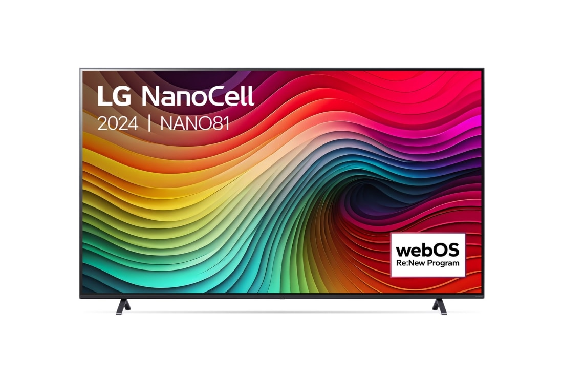 LG 86 Inch LG NanoCell NANO81 4K Smart TV 2024, Naar links gericht zijaanzicht in een lichte hoek, 86NANO81T6A