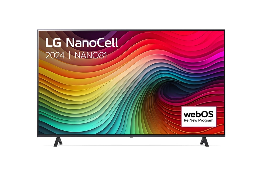 LG 65 Inch LG NanoCell NANO81 4K Smart TV 2024, Naar links gericht zijaanzicht in een lichte hoek, 65NANO81T6A
