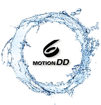 Det er en 6 Motion DD-logo i midten av en rund strømvirvel