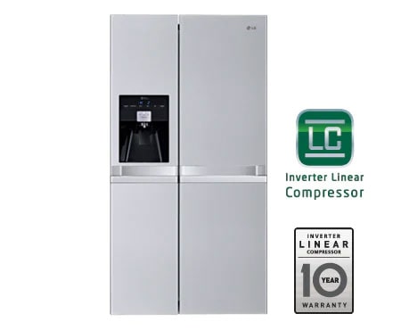 LG side-by-side-skap med automatisk avriming og isdispenser (nettovolum 540 liter), GSL545NSQZ