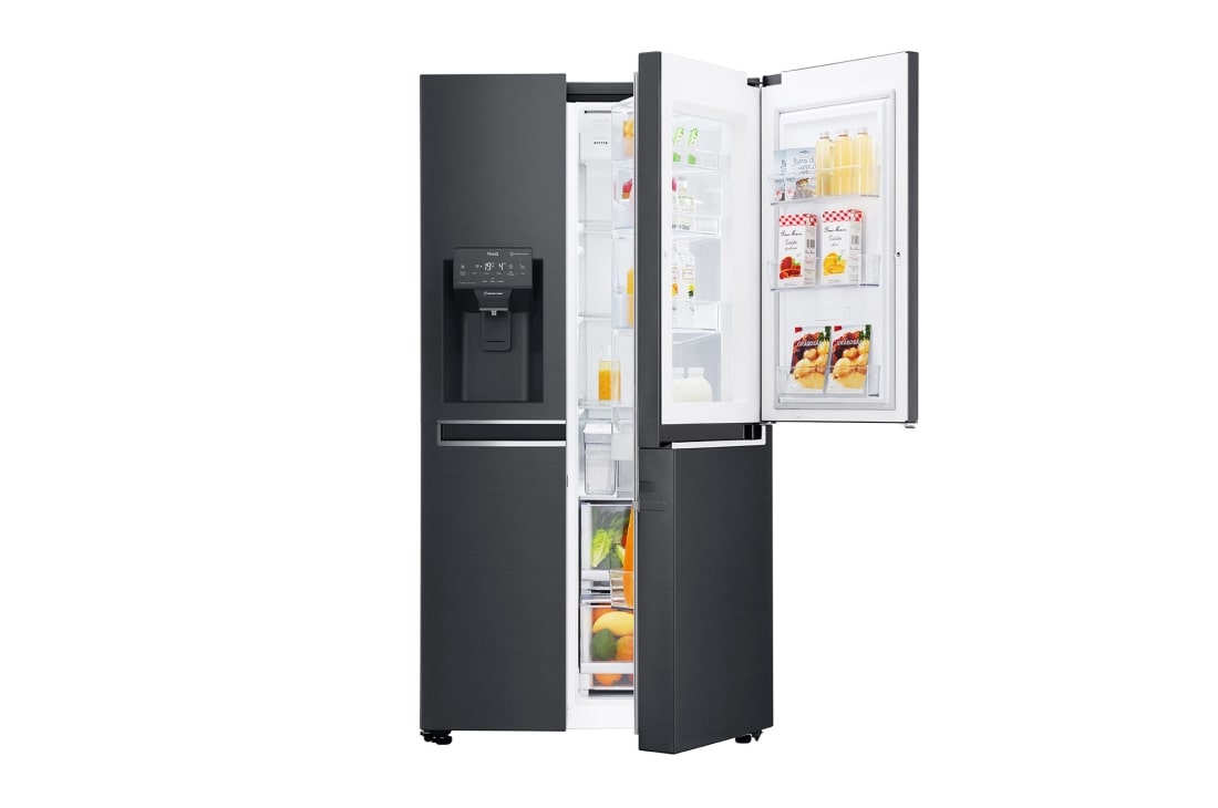 LG 625L Door in Door™ Side by Side (Matte Black) - Energiklasse E, Vann/isdispenser med vanntilkobling og Smart Diagnosis™ med Wi-Fi, GSJ761MCZZ