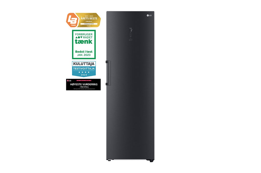 LG 386L Frittstående kjøleskap (Matte Black - Energiklasse D, Door Cooling™, LINEARCooling™, FRESHBalancer™, Smart Diagnosis™ med Wi-Fi, front, GLM71MCCSF