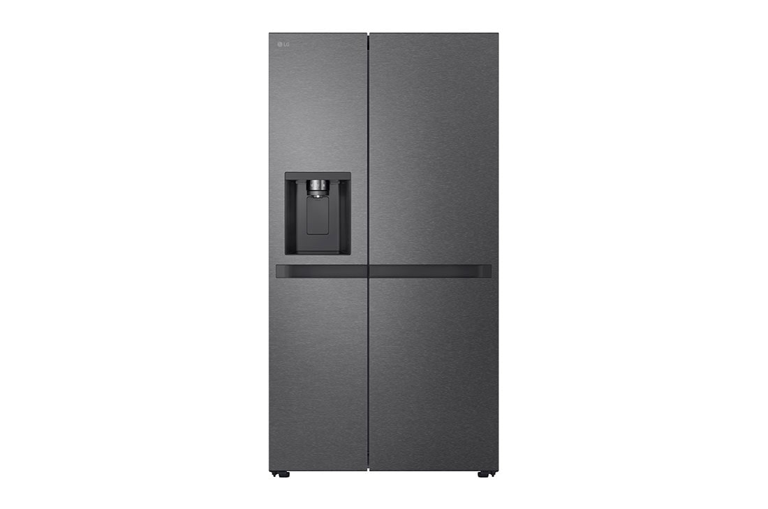 LG 638L Side by Side (Matte Black), Energiklasse E, Vann/isdispenser med vanntilkobling, Smart Diagnosis™, Front View, GSLC40EPPE