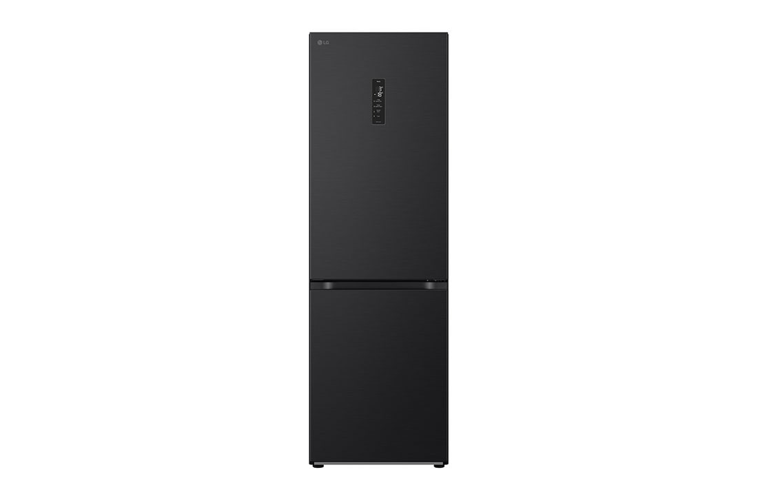 LG 1.86M 344L Kombiskap(Essence Matte Black) - Energiklasse D, Nature Fresh, Door Cooling+™ og Smart Diagnosis™ med Wi-Fi, forfra, GBV5150DEP