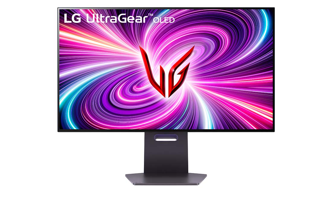 LG 32-tommers UltraGear™ Dual-Mode OLED-spillskjerm | 4K UHD, piksellyd, visning forfra, 32GS95UE-B