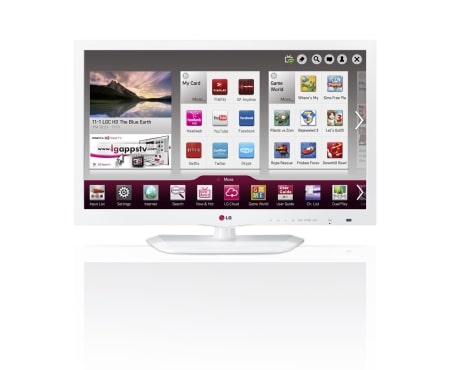 LG SMART LED-tv. 0,9 GHz prosessor og 1,25 GB RAM. Klar for Wi-Fi, DLNA og Magic Remote. Ribbon Swivel-bordstativ i hvit design., 26LN460U