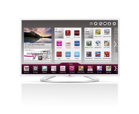 LG SMART LED-tv. 0,9 GHz prosessor og 1,25 GB RAM. Klar for Wi-Fi, DLNA og Magic Remote. Ribbon Swivel-bordstativ i hvit design., 32LN577V